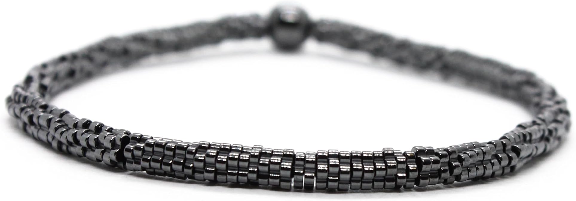 İnce Hematit Taşlı Minimal Bileklik Doğal Taş Elastik Unisex Erkek Kadın Bileklik