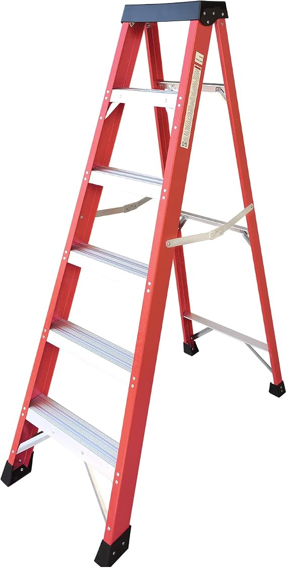 Ladder 6-Foot Fiberglass Platform Step Ladder, 500 Pound Load Capacity, Folding Step Ladders for Home, IAA