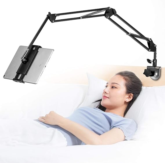 Tablet Stand Adjustable,Foldable Arm Stand for Bed,Aluminum Universal Flexible Tablet Holder with 360 Degree Rotation Compatible with iPad/iPhoneX/iPad Pro/N-Switch,or Other 4.5~12.9 Inches Devices
