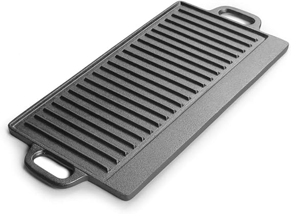 Pre-Seasoned Cast Iron Reversible Grill/Griddle Pan, 20-inch x 10-inch