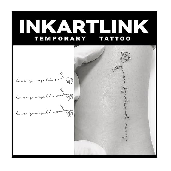 INKARTLINK Rose Semi Permanent Tattoo Set, 2 Sheets, Matte Finish
