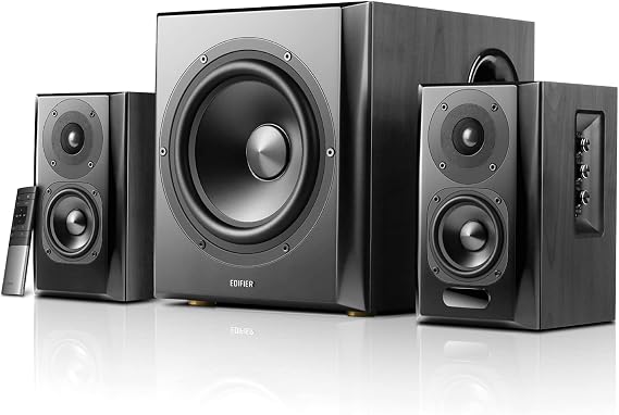 Edifier S351DB Bookshelf Speakers and Subwoofer 2.1 Speaker System Bluetooth V5.1 aptX Wireless Sound for Computer Rooms, Living Room & Dens