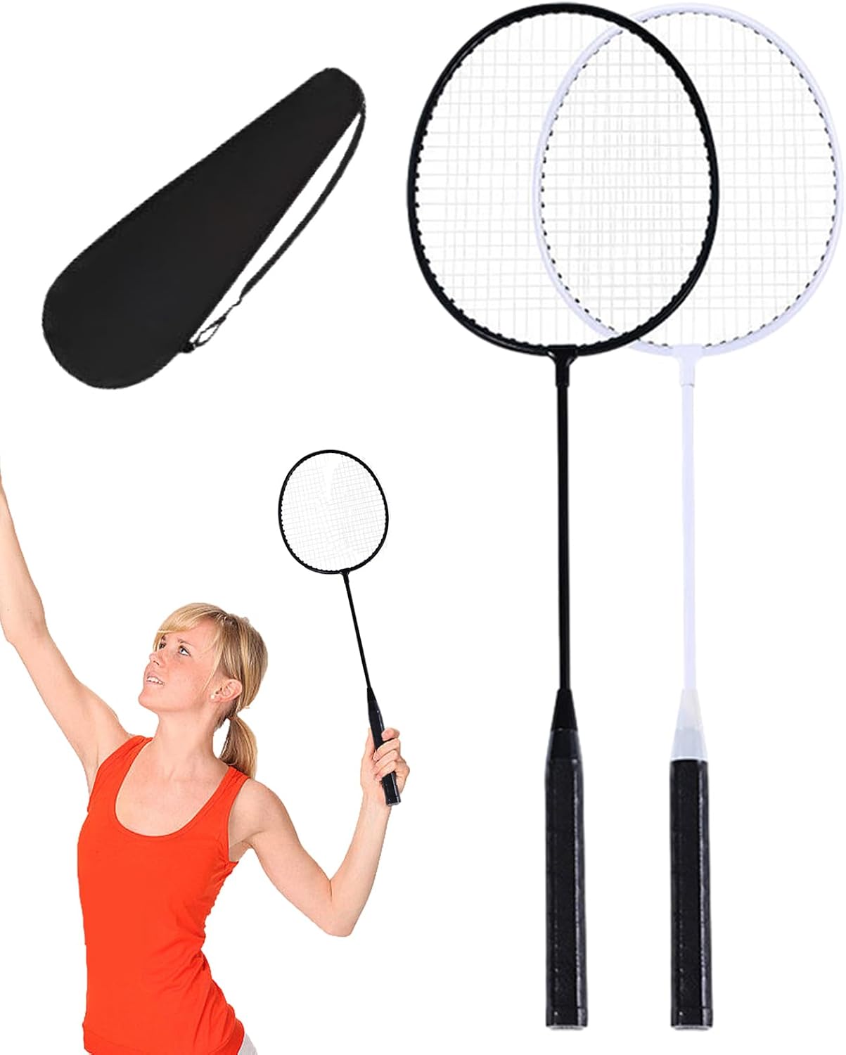 Professional Badminton Racket - Net Racket Set Lightweight Alloy Shuttle Game with Carry Bag | Muscle Power Series Set Garden Beach Family Games 25.59x7.87x0.35
