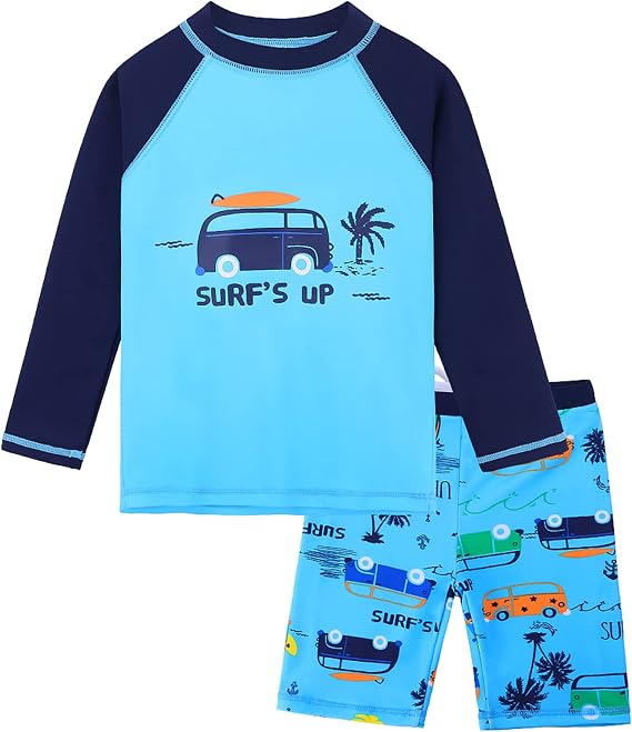 HUAANIUE Baby Toddler Boy Swimsuit Rash Guard Set UPF 50+ 0-6 Years