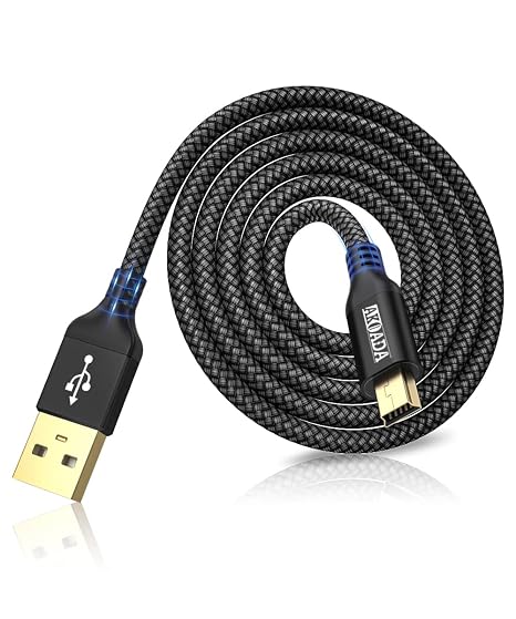 Mini USB 2.0 to Mini B Cable - 3M Braided Data & Charging Cable Compatible with PS3 Controller, Garmin GPS, Blue Yeti, Hero 3/4, Dash Cam, Nikon, Canon(Black, 3m)