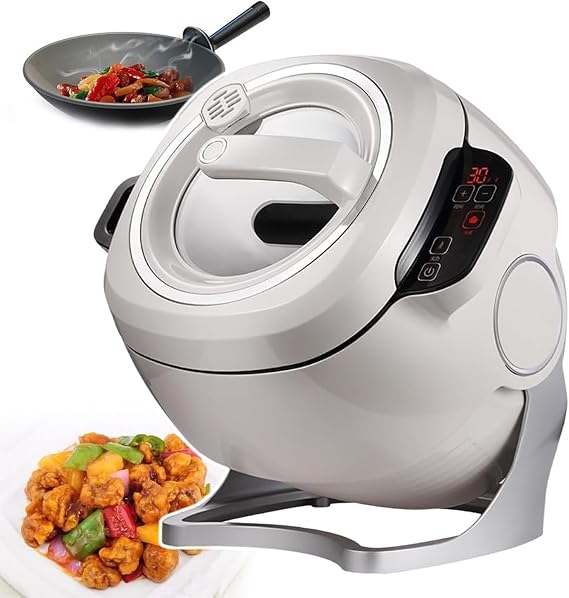 Commercial Food Processor, 6 L Automatic Cooking Machine, With 360 Rotating & All-Round Heating, 3 Gears Firepower And Pot Body Adjustment, For Home Restaurant