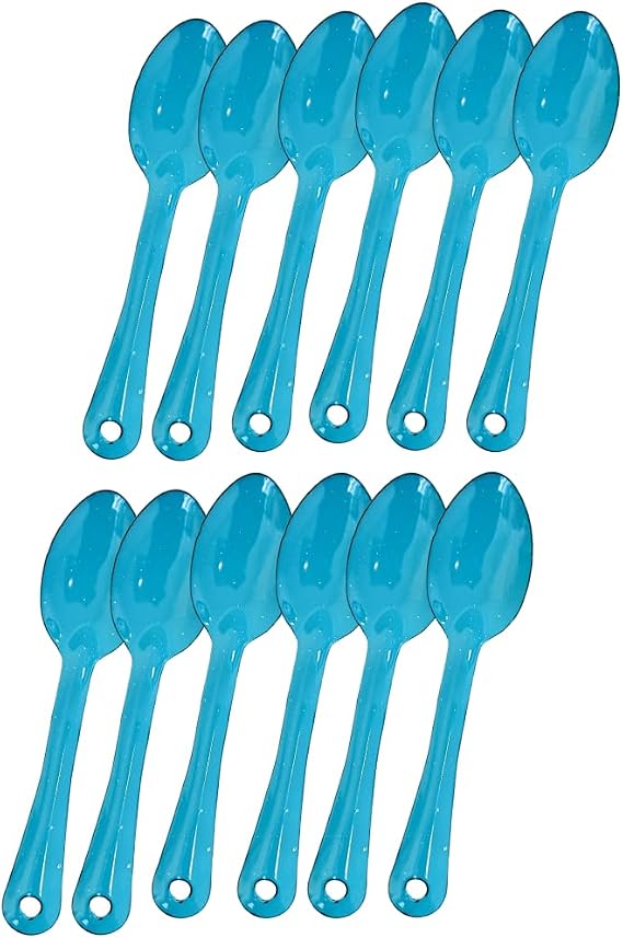 Enamel Turquoise blue Spoon - Cuchara Turqueza Azul de Peltre Chica - 8 1/4" - 12 Pack