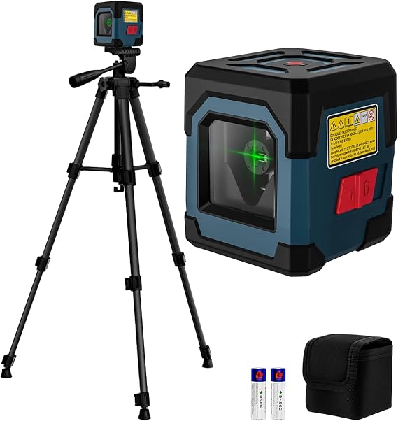 Laser Level with tripod, RockSeed Cross Line Laser with Self-Leveling, Vertical and Horizontal Line, Rotatable 360 Degree, Carrying Pouch, Battery Included (LV1GT2)