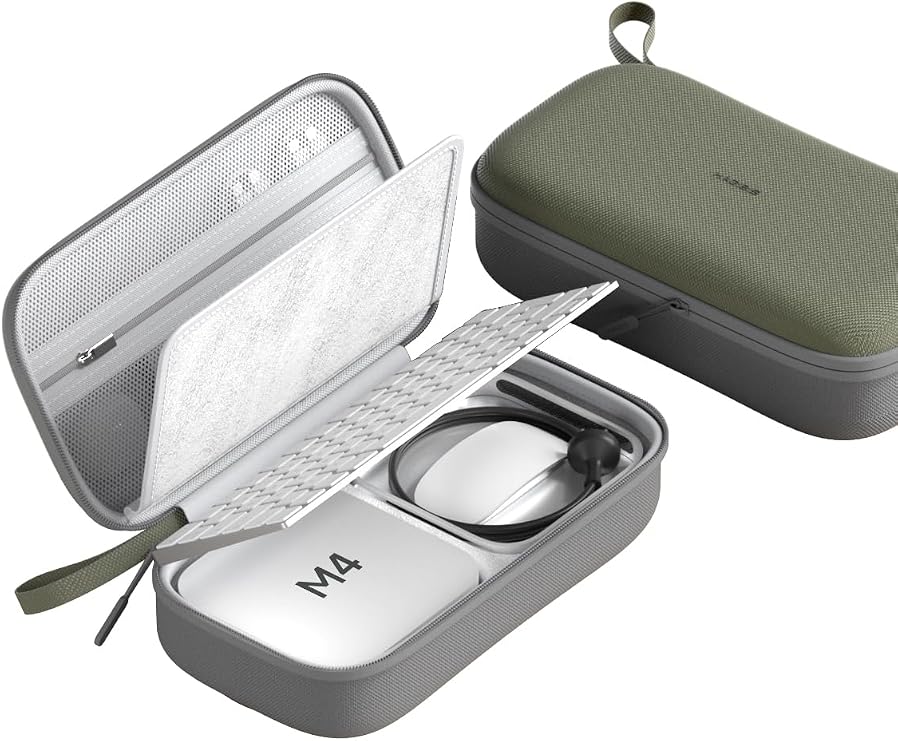 Hagibis Electronics Organizer Travel Case for Mac Mini M4/M4 Pro 2024 Portable Waterproof Carry Case for Cable, Charger, Docking Station, Power Bank, SD Card, Mouse, USB Flash Disk (Green)