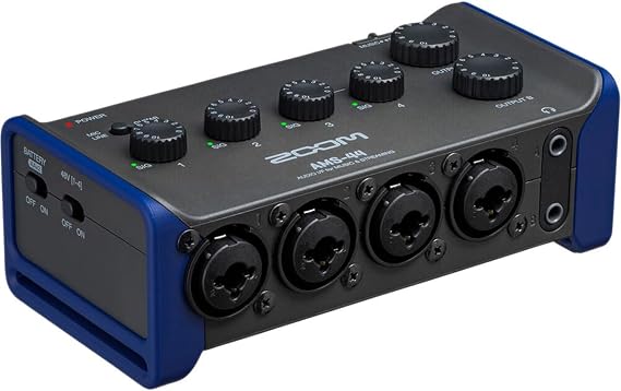 Zoom AMS-44 USB Audio Interface for Musicians & Podcasters, 4 In / 4 Out | 4x4 USB-C interface with low-noise preamps and loopback for musicians, streamers and mobile recording