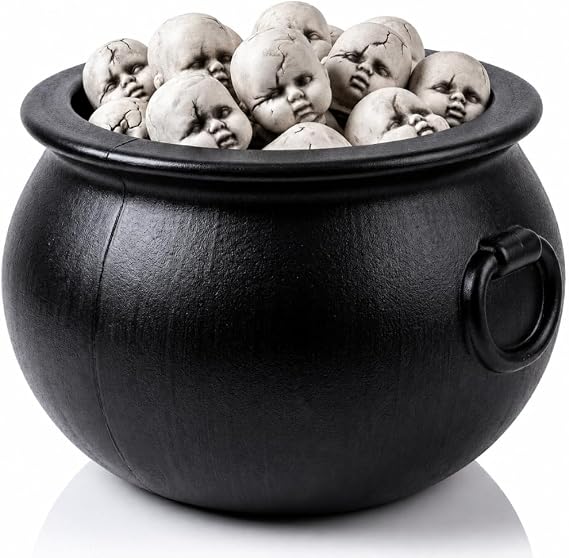 PMU Large Halloween Cauldron 22 Inch Big Witch Plastic Cauldron bowl Black
