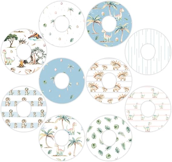 Dexcom G7 Adhesive Patch Precut Patterned Design- Adhesive Patches with Split Backing, Easy to Apply x 10 Pack (Dino Buddy)