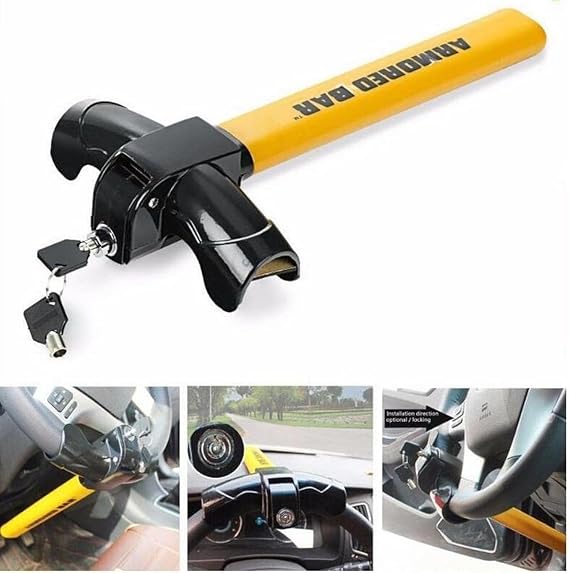 Car Steering Wheel Lock Car Anti-Theft Wheel Lock Strong Durable Heavy Duty Anti- Theft Steering Wheel Lock - Auto Security Travel Locking Gear 2 Keys, T Shape