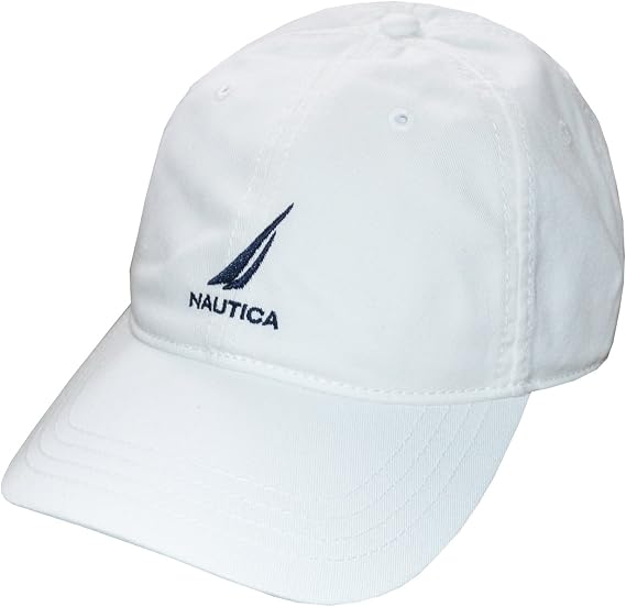 Nautica Men Adjustable Logo Hat Cap (One Size, White)