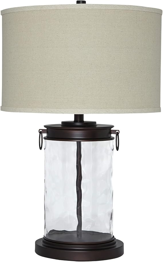 Signature Design by Ashley Tailynn Living Room Table Lamp, Clear/Bronze