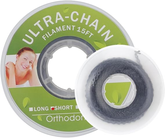 Colourful Elastic Power Chain for Braces Dental Orthodontic Powerchains 3 Sizes Ortho Rubber Band(Short,Black 9#)