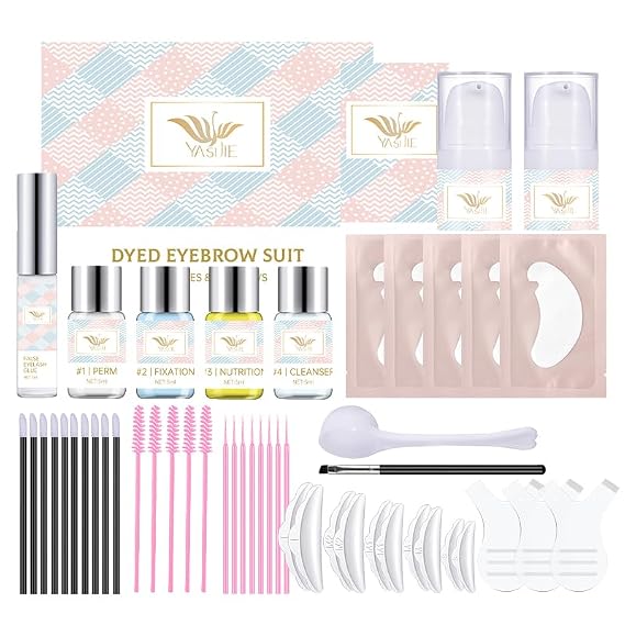 Professional Eyelash Perm Kit and Eyebrow Lamination Kit Lasting for 6-8 Weeks, Suitable for Salon & Home Use, Black