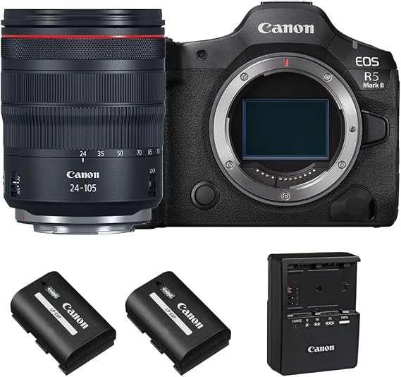 Canon EOS R5 Mark II Mirrorless Camera with RF 24-105mm f/4 Lens with Canon LP-E6P Lithium-Ion Battery