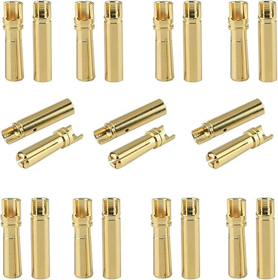 20Pairs Amass 4.0mm 4mm Gold Banana Bullet Connector Plug Male Female for RC Battery ESC Motor