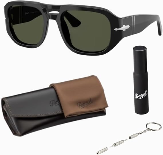 Persol VINCENT PO3373S Pilot Shape Sunglasses With Official Eyewear Kit