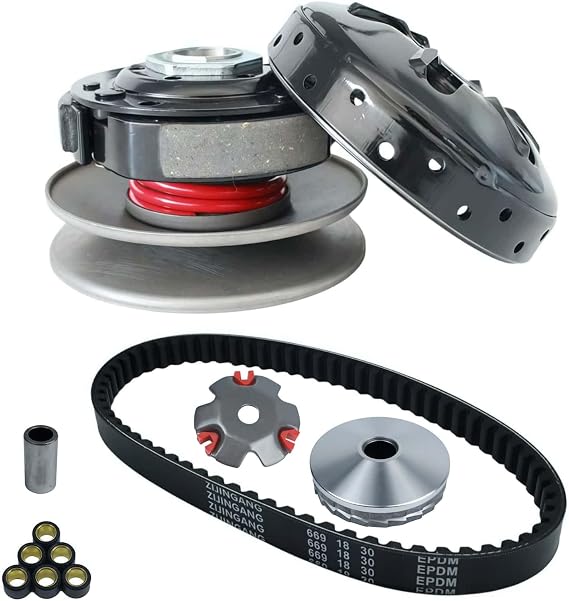 High Performance Racing Rear Clutch Driven Pulley Assy with Clutch Bell + Variator Kit + 699 Belts for GY6 49cc 50cc 139QMB 139QMA Scooter Moped ATV Go-Kart Engines