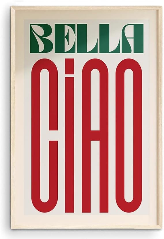 Nationcog Bella Ciao Wall Art - Indie Music Typography Poster, Bold Concert Decor for Music Enthusiasts (Unframed) (16x24)