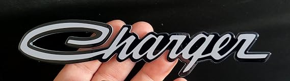 Dodge Charger Script Steel Magnet - Grey (Magnet - 7" X 1.5")