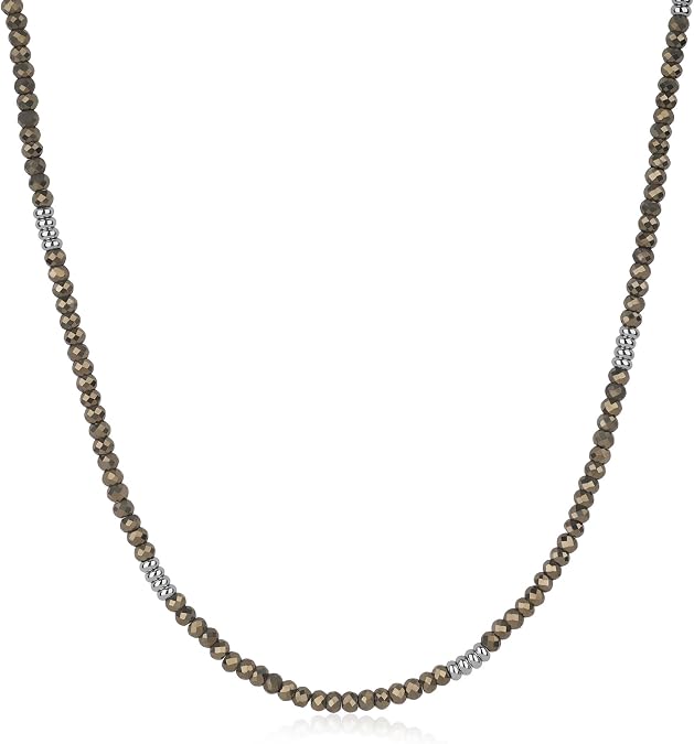 GAVU Vintage Pyrite Men's Necklace, Crystal Stone Beaded 20"/22"/24"