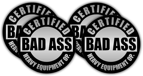 Bas A$$ Heavy Equipment Operator Hard Hat Sticker/Decal/Label Tool Lunch Box Motorcycle Helmet Excavator Bulldozer