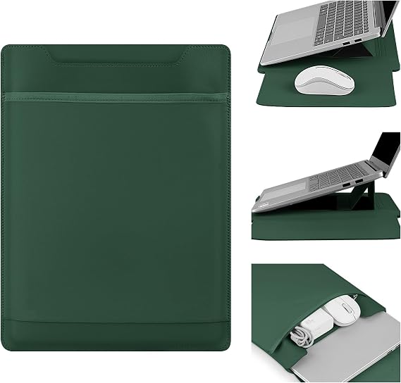 HoYiXi 13.6'' Laptop Sleeve Case Leather Bag with Stand Compatible with MacBook Pro 14/MacBook Air 13(M1 M2)/ASUS Vivobook 14/Dell XPS 13/ASUS Acer Matebook 13 14'' Laptop case,
