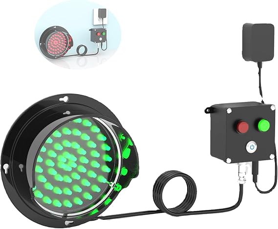 Red/Green Two-Color Light Traffic Signal Light, Industrial Signal Lamp for Wall, Button Control, Stop Light for Home Office Bar Garage(100mm/4in)