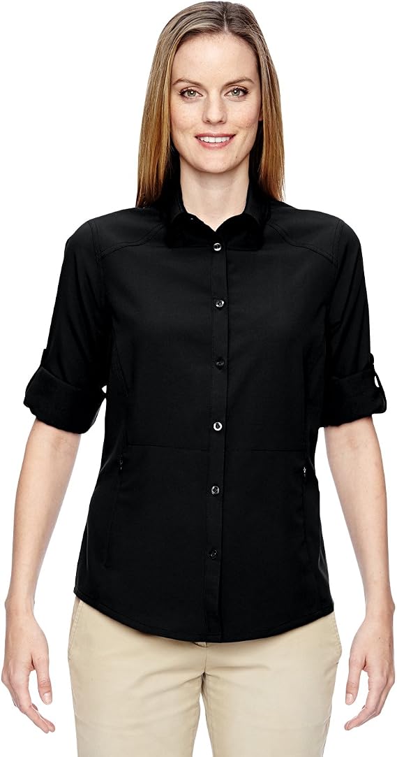 Ash City - North End Ladies' Excursion Concourse Performance Shirt M BLACK
