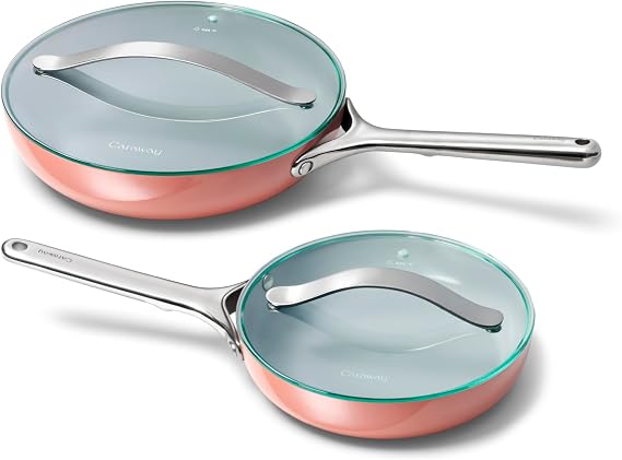 Caraway Ceramic Fry Pan Duo with Glass Lids