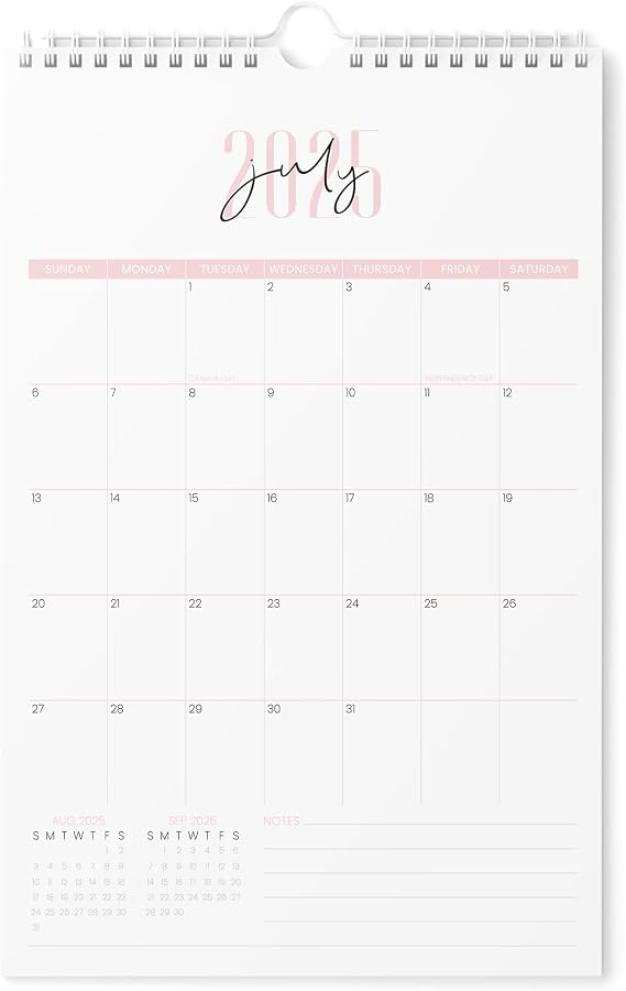 Karto Wall Calendar 2025-2026 11x17 in - Two Font Pink