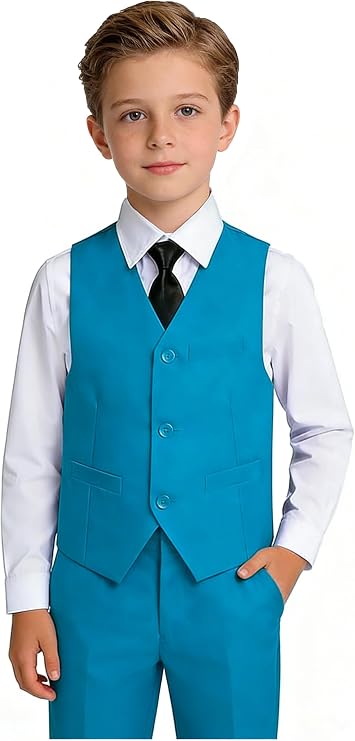 Toddler Boys Formal Suits Set,Vest Pants Dress Shirt and Tie for Kids Boy Wedding Ring Bearer Oufit