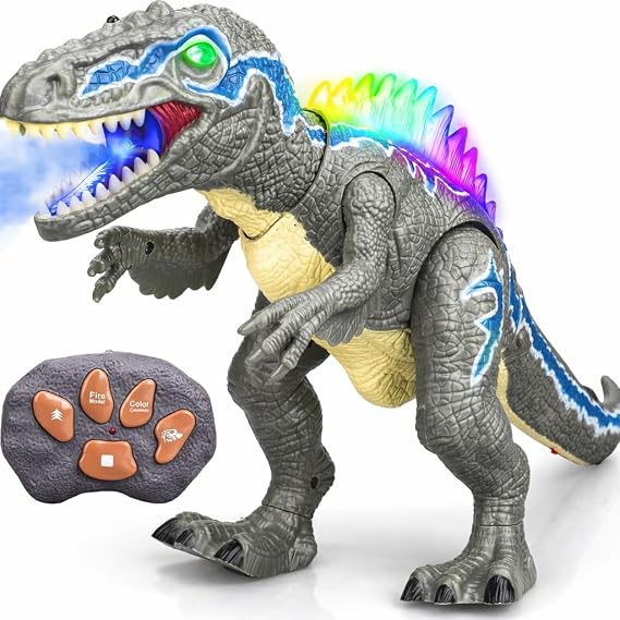 STEAM Life Remote Control Dinosaurs for Kids 3-12, LED Light Up Dinosaurs, Velociraptor Robot Toy