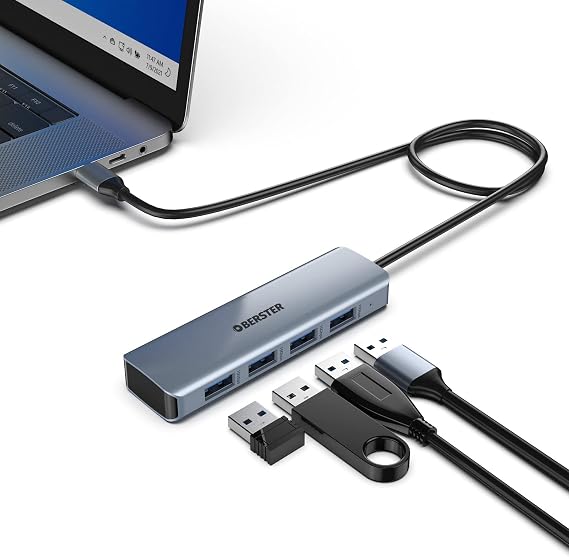 USB C 3.2 Hub, 4x10 gbps 3.2 Port USB C Adapter Ultra Slim USB 3.2 Hub Data Hub Extra Light Super Speed USB HUB Adapter for MacBook Pro/Air, iPad Pro/Air, Surface Go, XPS