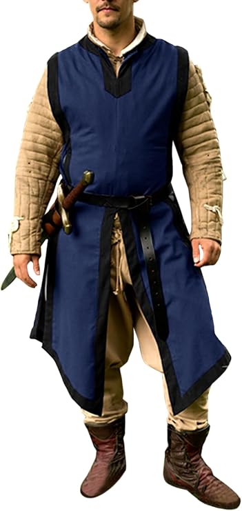 Gafeng Men's Medieval Costume Renaissance Templar Tunic Viking Knight Halloween Vintage Surcoat Warrior Robe
