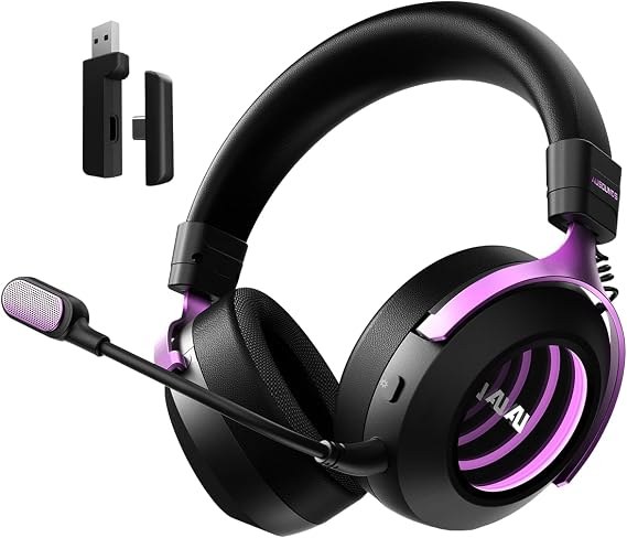 ausounds AU-GX Pro | 2.4G Wireless Dongle Gaming Headset,Planar Magnetic Drivers, 7.1 Surrounding Spatial Audio, Abyss Lighting Effects, Lightweight Headphones Works on PC,PS,Nintendo Switch