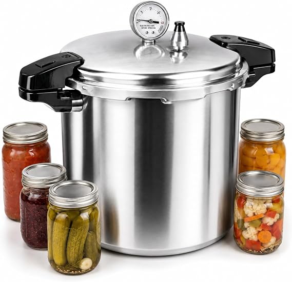 24 qt Pressure Canner,Canning Pressure Cooker with Gauge,14.5PSI,Large Capacity Aluminum Pressure Canners for Compatibility Gas and Induction Cooktops
