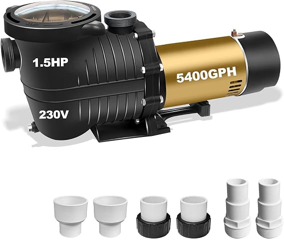Dual Speed In-Ground Pool Pump 1.5HP 5400/2520GPH 230Vac