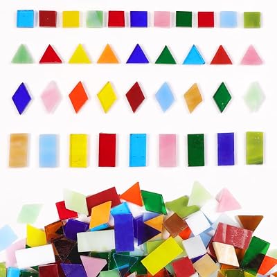 Mosaic Tile Stained Glass 4 Mixed Shapes Mosaics Tiles Pieces for DIY Crafts Suppliers, Tiffany Lamps Candles Photo Frame All