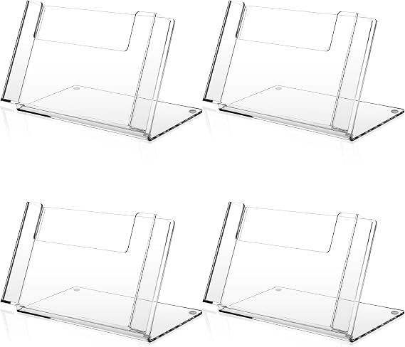 Threehoney 4 Pcs Clear Acrylic Postcard Holder 4 x 6 In Brochure Organizer