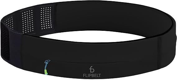 FlipBelt Adjustable Running Belt, Fitness and Running Fanny Pack for Women and Men, Non Chafing Waist Band Pack for Phone Keys Money, Moisture Wicking Storage Belt, USA Company