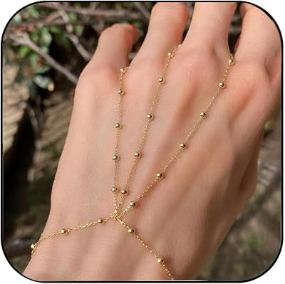 Trendy Gold Hand Bracelets for Women Boho Jewelry Party Adjustable Finger Ring Bracelet Hand Chain Non Tarnish Gifts