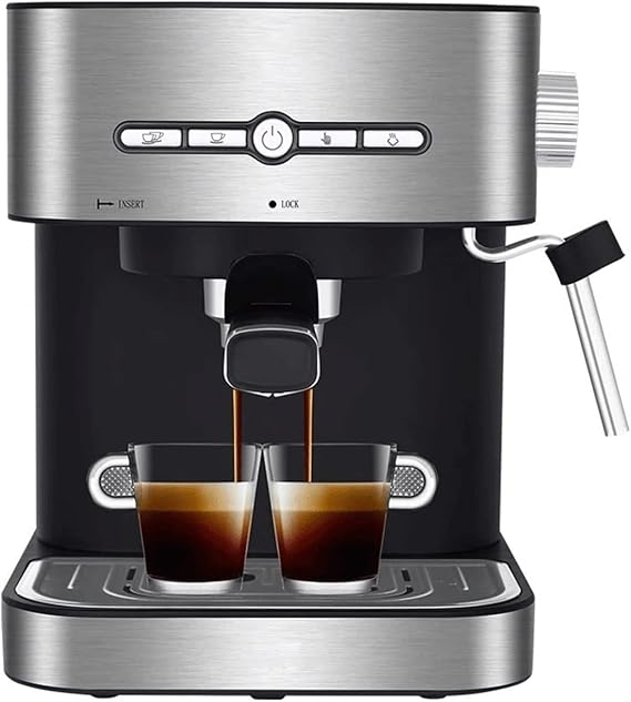Coffee Machine Semi Automatic Espresso Coffee Machine Coffee Maker Milk Whisk Cafe Terra Cappuccino with Hot Water Steam Color: CM6866N BCG300, Size: AU