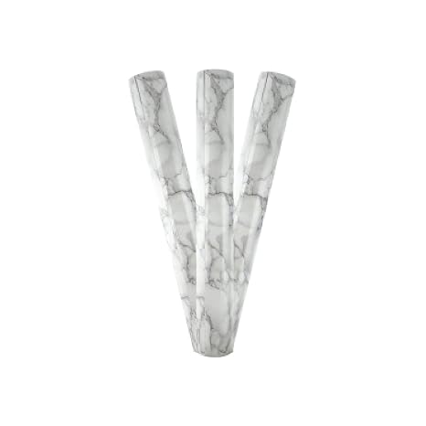 Adhesive Craft Vinyl Roll | Marble, Bamboo, Wood Grain | Various Sizes & Designs (White/Gray Marble 3 Pack)