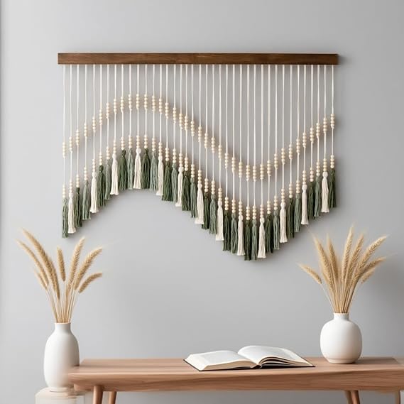 KEGGTUN Boho Wall Decor, Wall Hanging Decorations, Macrame Wall Hanging Tapestry for Apartment Dorm Living Room Bedroom Backdrop