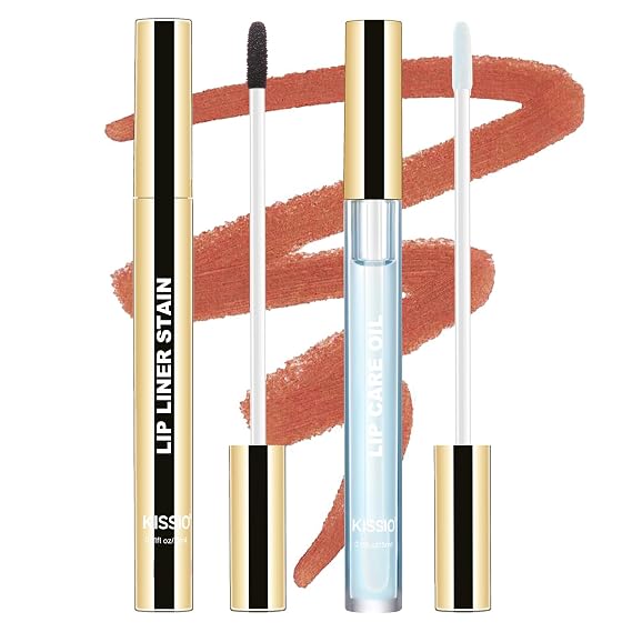 KISSIO Peel Off Lip Stain & Nourishing Lip Oil Set - Transfer Proof, All-Day Wear Tint with Hydrating Care - Complete Lip Kit for a Natural Matte to Glossy Finish,02 Gray pink