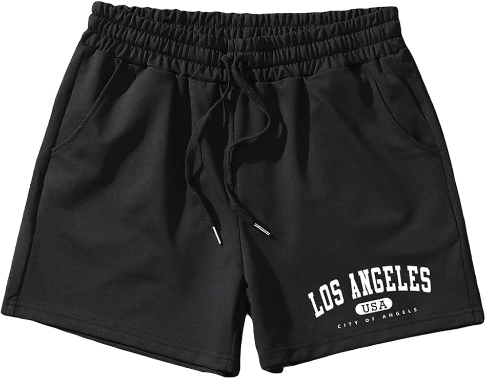 GORGLITTER Men's Graphic Cool Shorts Drawstring Waist Basketball Athletic Gym Shorts with Pockets